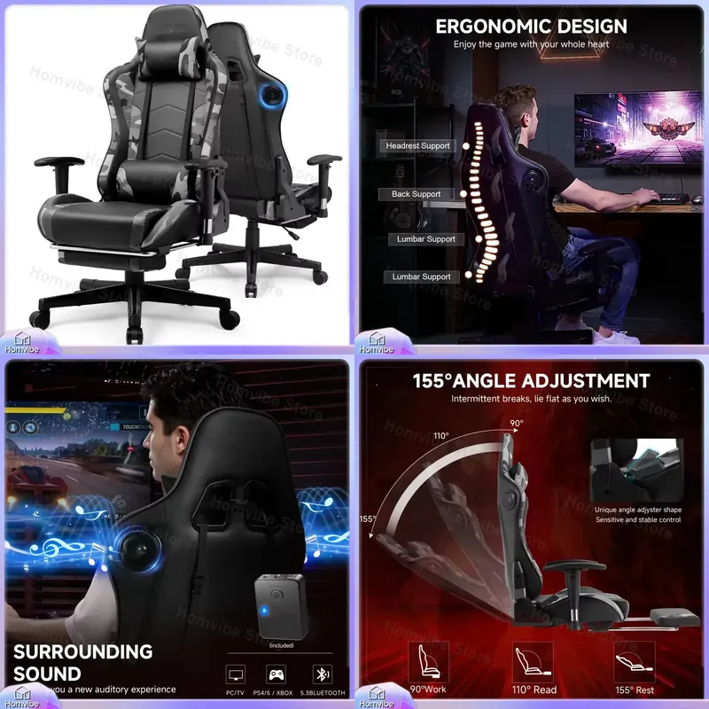 Ergonomic Gaming Chair with Bl - Gaming Speaker 评论和价格